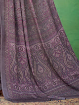 Dusty purple floral printed crepe silk casual saree
