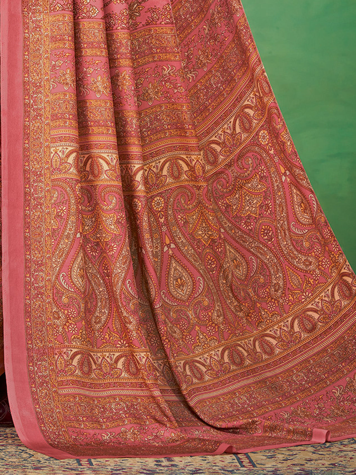 Pink floral printed crepe silk casual saree