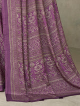 Lavender purple floral printed crepe silk casual saree