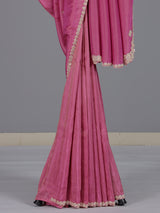 Designer rani pink festive dola tissue silk saree for women