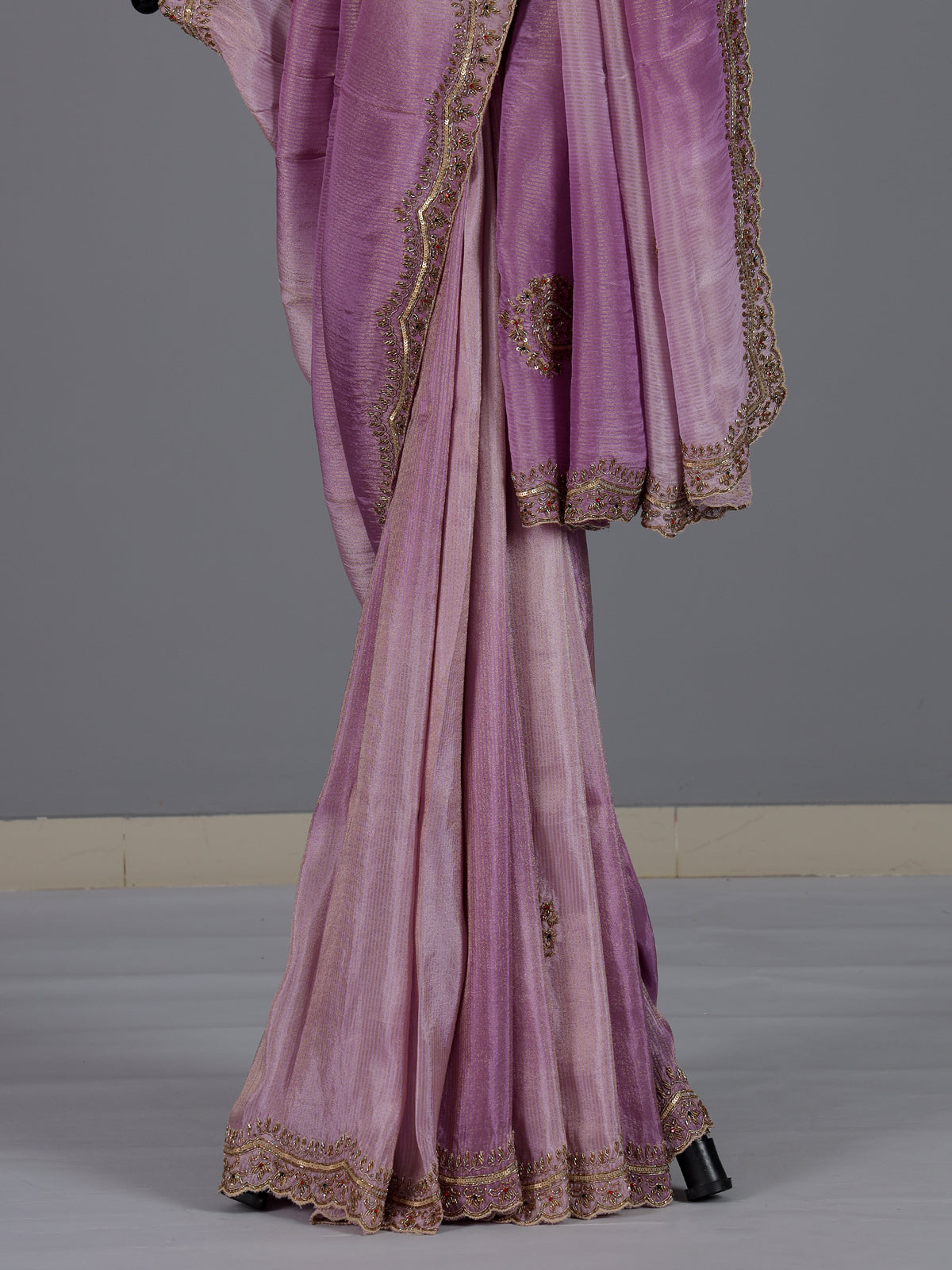 Premium lavender purple shaded tissue silk saree for women