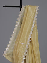 Classic cream tissue silk saree for party and reception wear