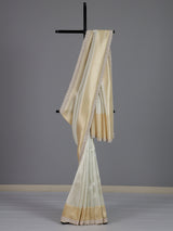 Classic white tissue silk saree with contrast border for women