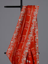 Designer reddish orange dola silk saree for wedding functions