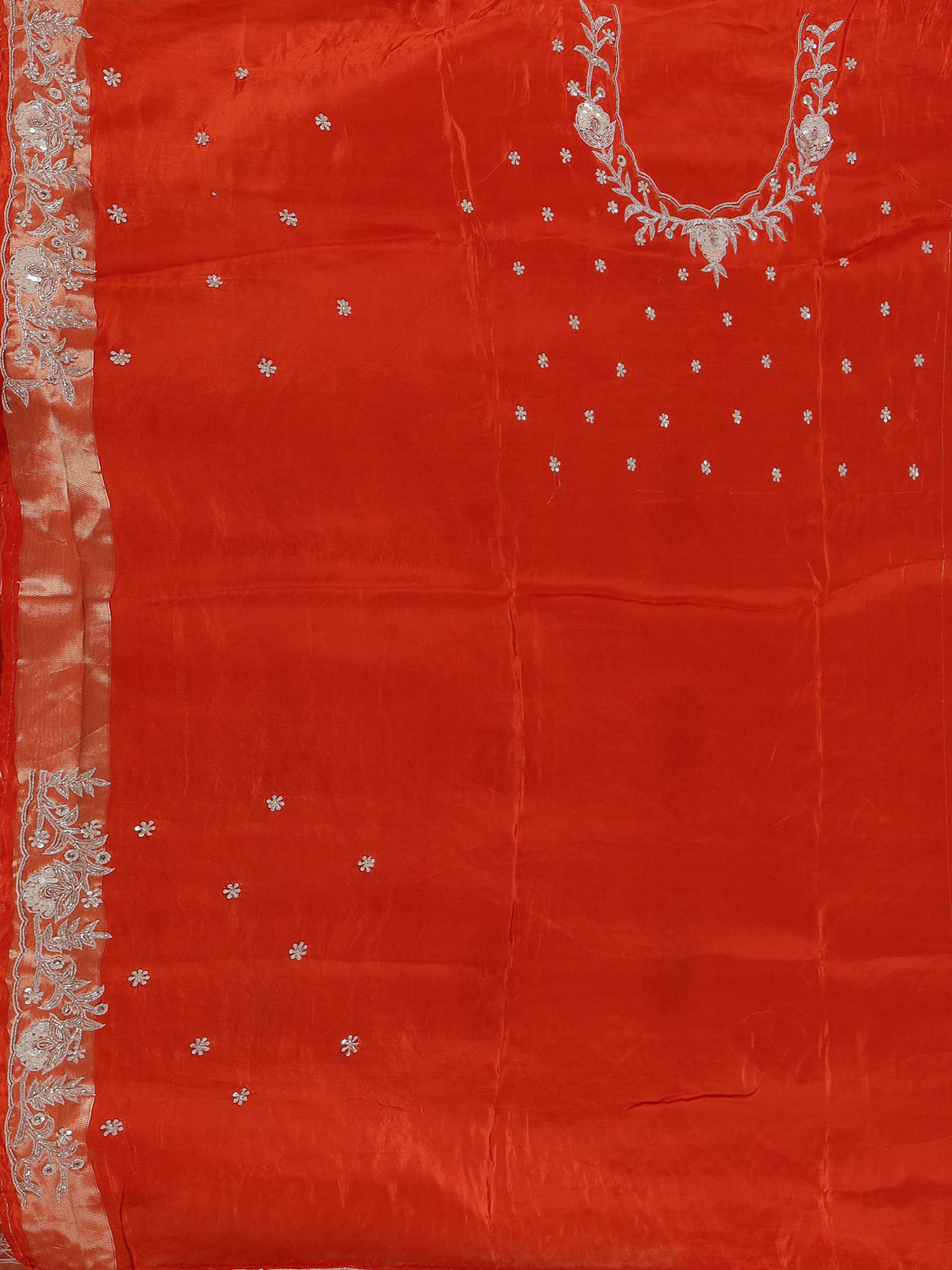 Designer reddish orange dola silk saree for wedding functions