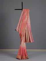 Beautiful pink shaded dola silk saree for wedding celebrations