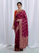 Luxury wine dola silk saree for reception and party wear