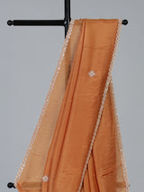 Rust orange shimmer dola silk saree for festive celebrations