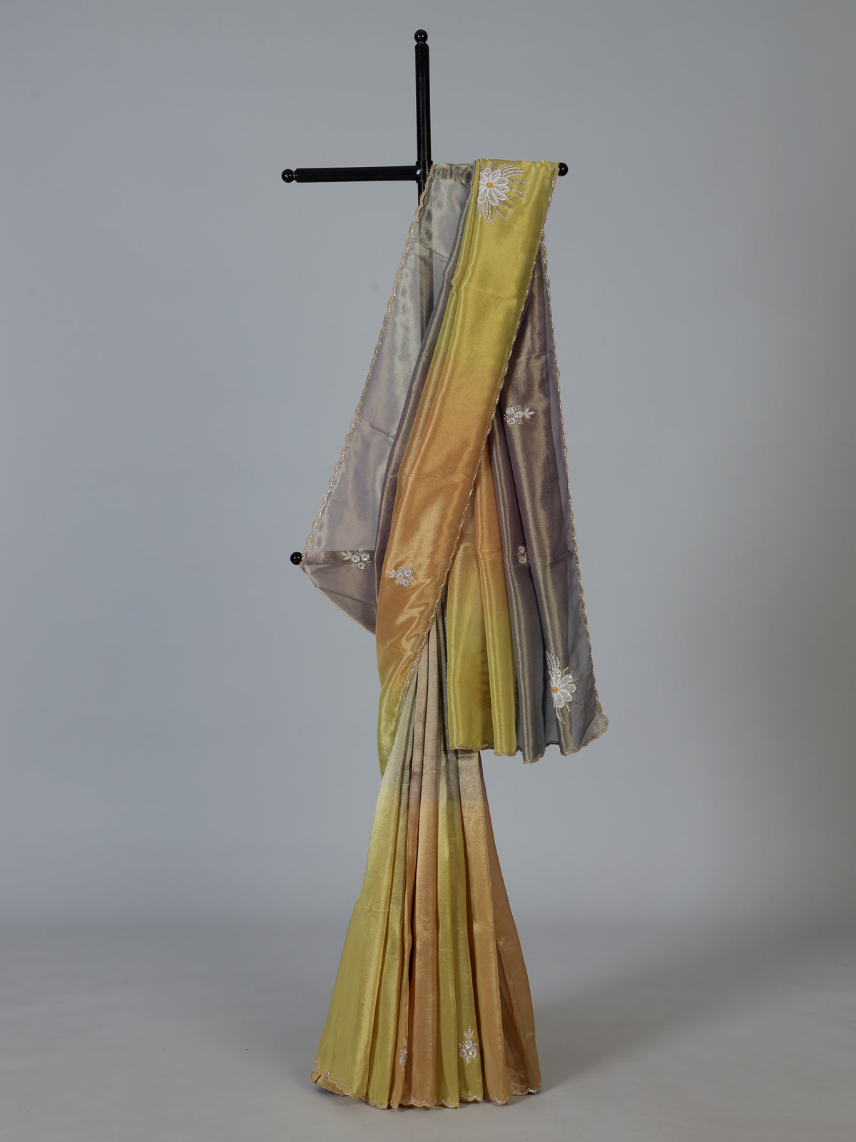 Multi color tissue silk shaded saree with dazzling festive craftsmanship