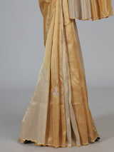 Golden and beige tissue silk festive saree with luxurious embellishments