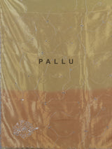 Pastel peach and green tissue silk designer festive saree with elegance