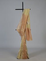 Pastel peach and green tissue silk designer festive saree with elegance