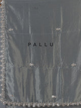 Pastel grey designer tissue silk saree with luxurious festive craftsmanship