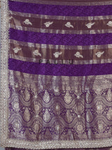 Purple dola silk designer saree with radiant festive