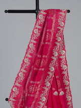 Rani pink dola silk elegant saree for festive and wedding celebrations