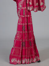 Rani pink dola silk elegant saree for festive and wedding celebrations