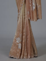 Pastel multi color tissue silk shaded saree with graceful festive charm