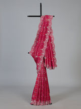 Rani pink bandhani dola silk saree with luxurious festive elegance