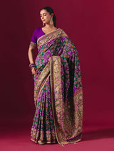 Purple art patola silk saree with timeless festive ethnic charm