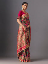 Rani pink art patola silk saree with graceful traditional elegance