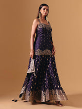 Purple raw silk festive palazzo suit with luxurious embroidered elegance