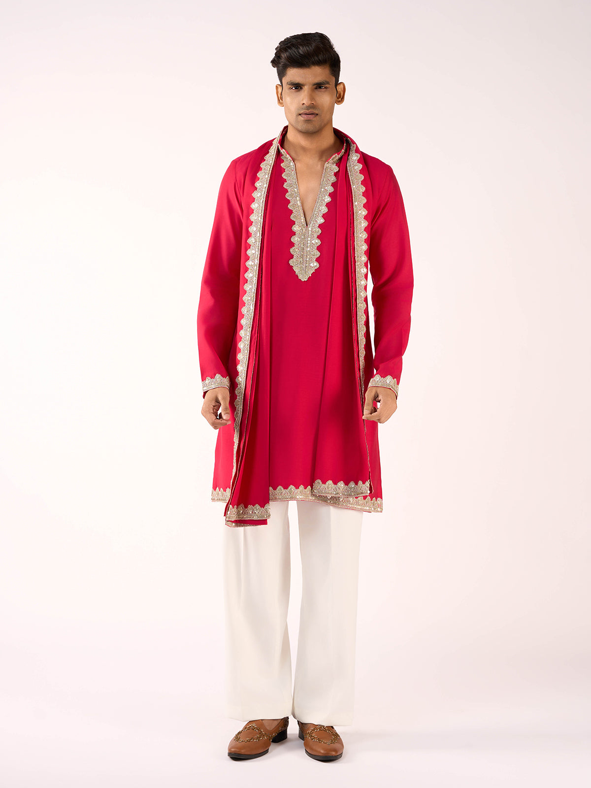 Rani pink designer terry rayon celebration kurta suit