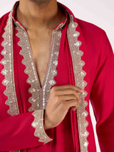 Rani pink designer terry rayon celebration kurta suit