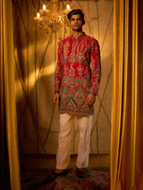 Red heritage viscose festive designer kurta suit