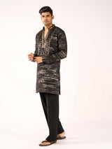Black printed imported terry rayon festive designer kurta pajama