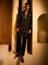 Black printed imported terry rayon festive designer kurta pajama