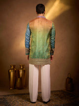 Blue shaded tissue silk designer festive kurta pajama suit