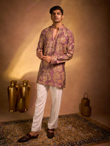 Onion pink tissue silk royal festive kurta ensemble