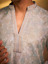 Light sky blue tissue silk occasion wear kurta
