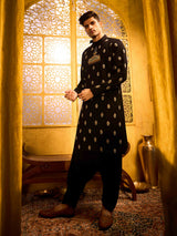 Black terry rayon imperial celebration kurta suit wear