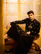Black terry rayon imperial celebration kurta suit wear