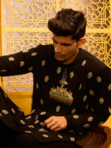 Black terry rayon imperial celebration kurta suit wear