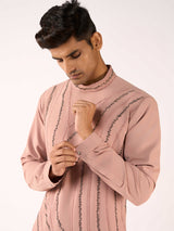 Baby pink terry rayon royal occasion kurta attire for men