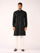Black terry rayon elite celebration kurta suit ensemble
