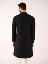 Black terry rayon elite celebration kurta suit ensemble