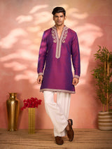 Purple soft silk majestic ethnic celebration attire for men