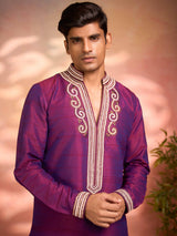 Purple soft silk majestic ethnic celebration attire for men