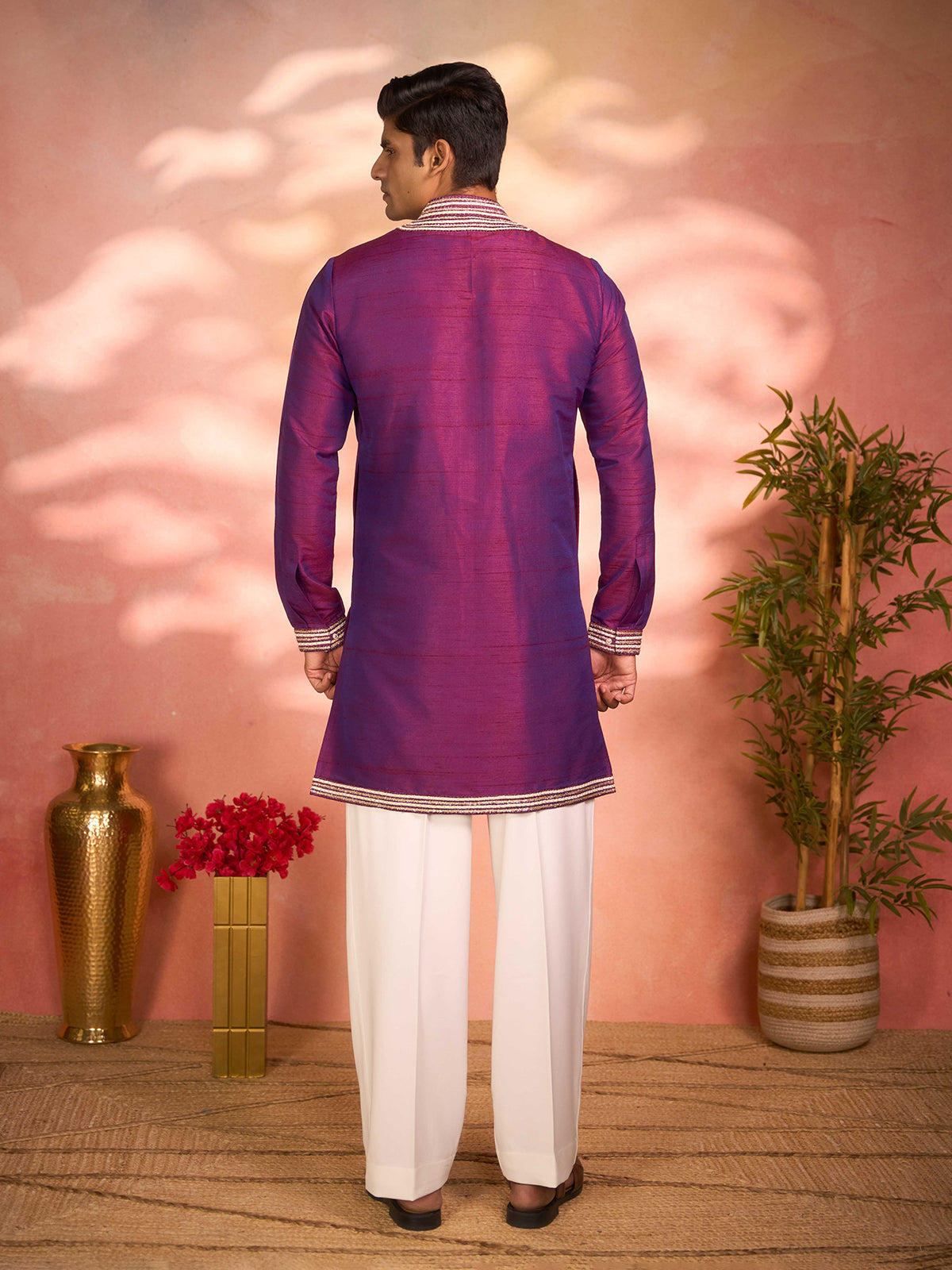 Purple soft silk majestic ethnic celebration attire for men
