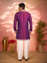 Purple soft silk majestic ethnic celebration attire for men