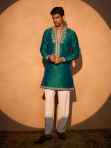 Blue soft silk premium festive kurta suit ensemble