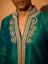 Blue soft silk premium festive kurta suit ensemble