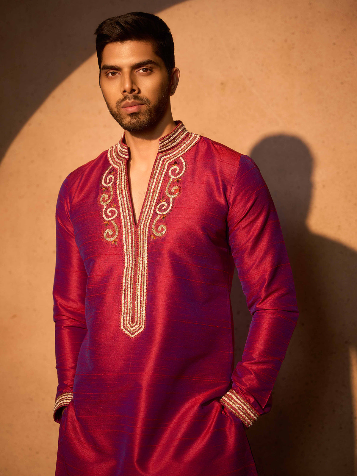 Pastel purple soft silk royal celebration kurta attire
