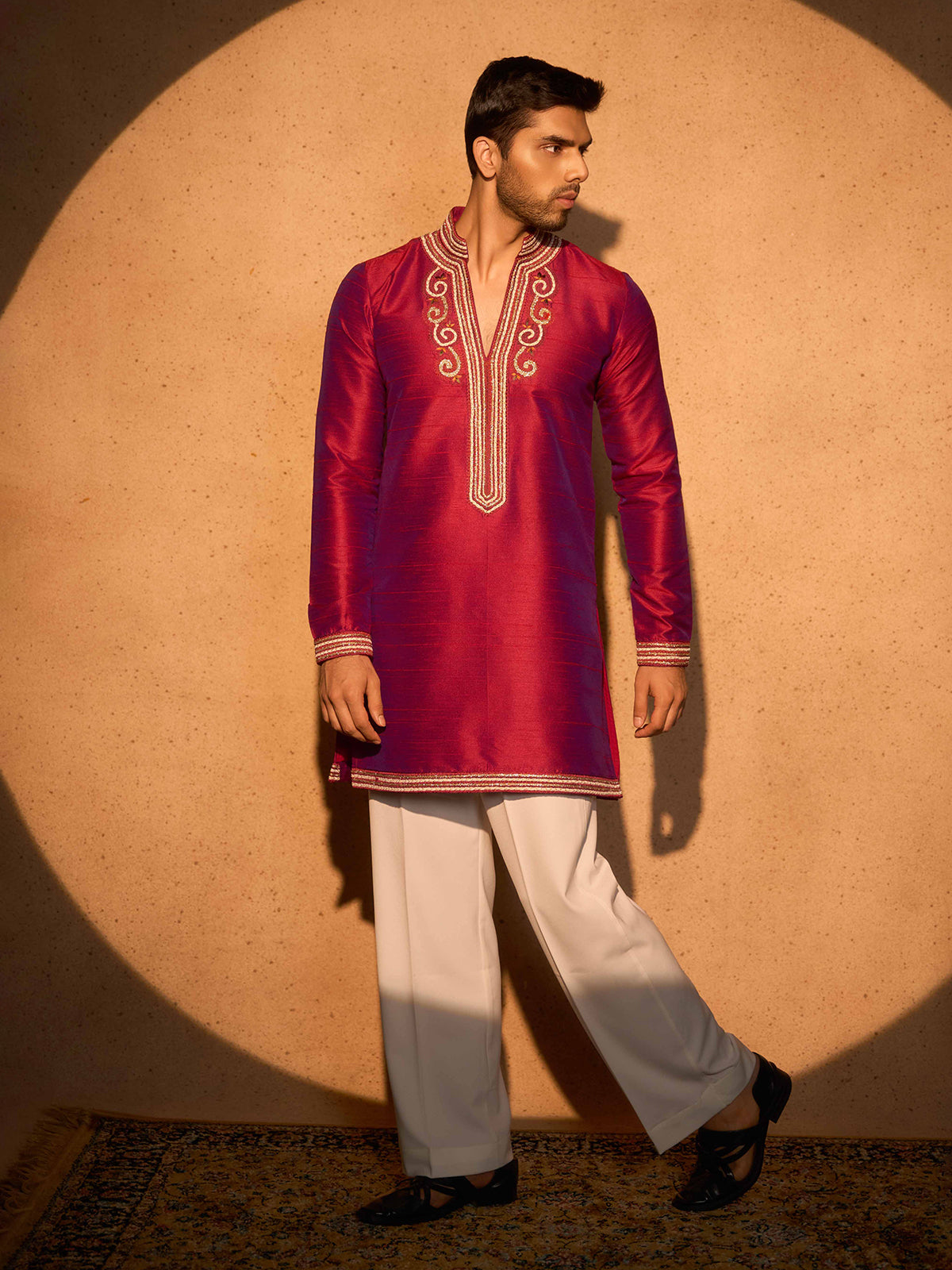 Pastel purple soft silk royal celebration kurta attire