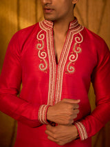 Rani pink soft silk majestic embroidered kurta suit