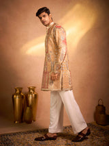 Gold tissue silk luxury festive ethnic attire for men