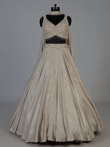 Gold tissue silk bridal lehenga with statement choker dupatta